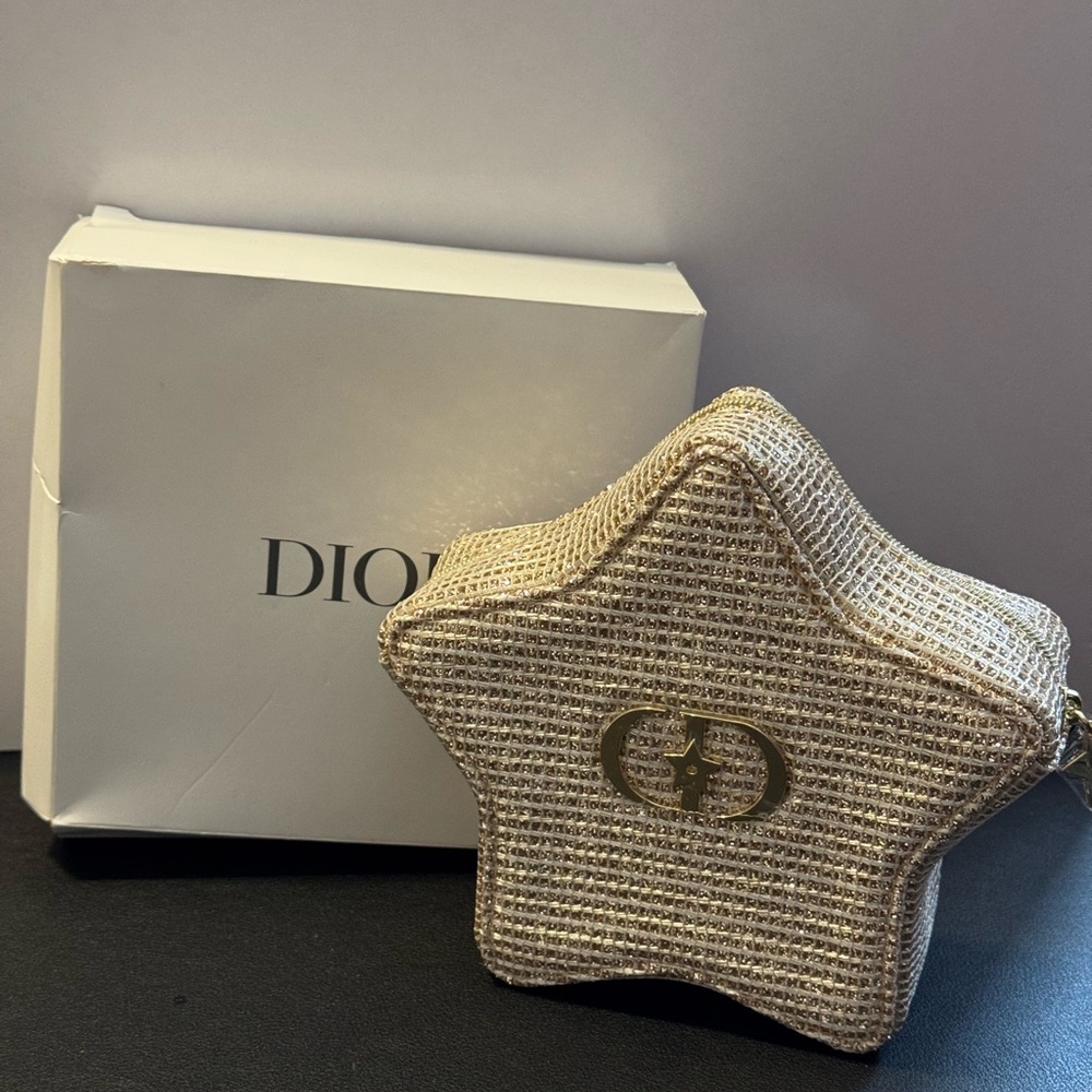 Dior Star Tweed Pouch with Gold Logo GWP